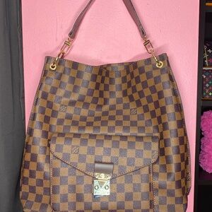 Louie Vuitton Brown Checkered Tote Bag